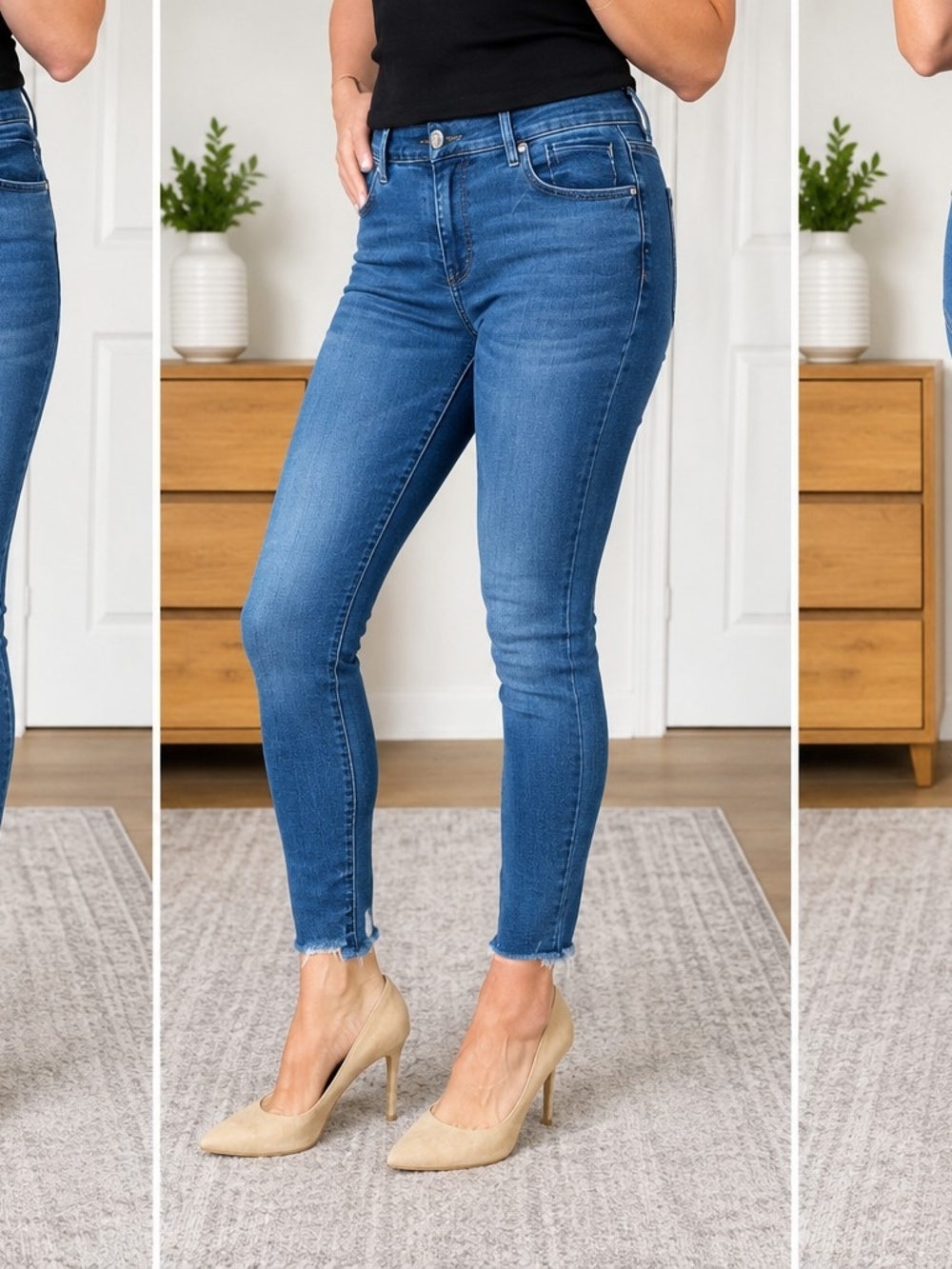 EXPRESS Mid-Rise Blue Skinny Jeans - Women's Stretch Denim